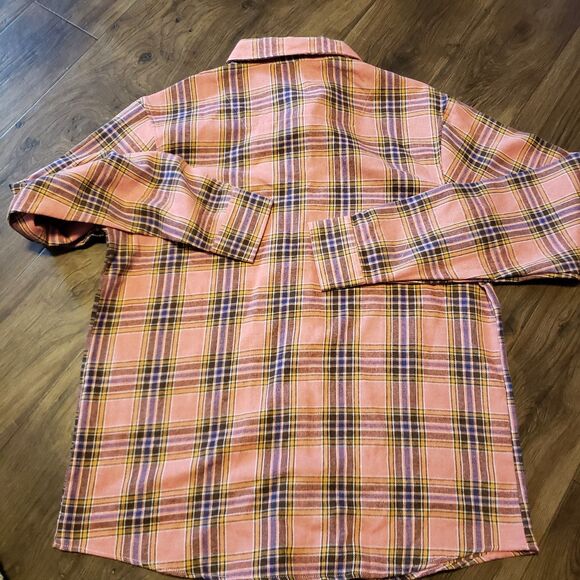 SSLR NWT Men's Orange Flannel Button Up  Shirt Sz M - Picture 2 of 7